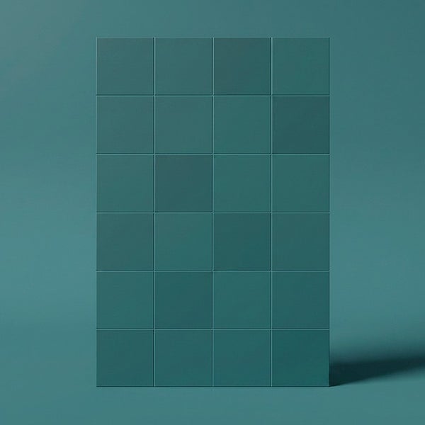 Wandfliesen im quadratischen Format als Verlegebeispiel in einem Raster angeordnet.