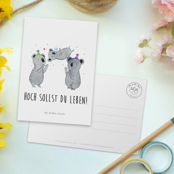 Mr. & Mrs. Panda Postkarte Koalas Geburtstag - Weiß