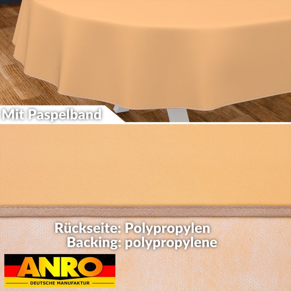 Tischdecke mit Paspelband und Polypropylen Rückseite