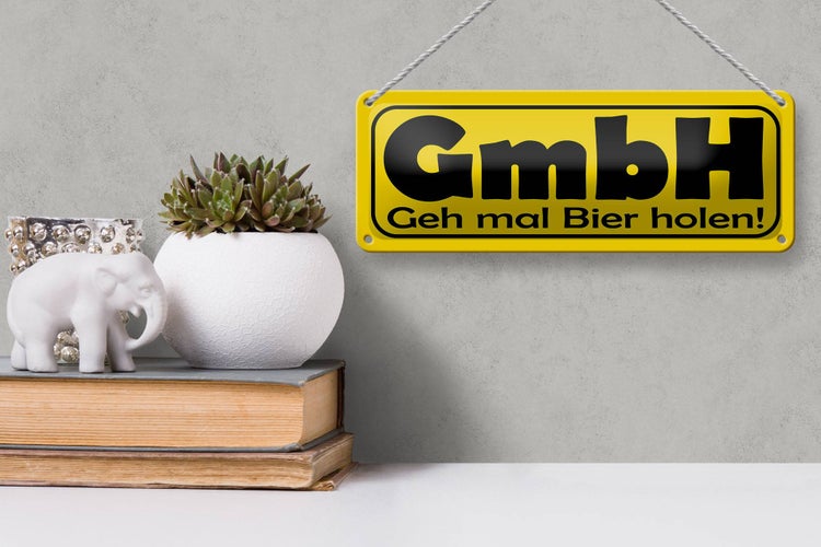 Blechschild Spruch 27x10cm GmbH Geh mal Bier holen Dekoration