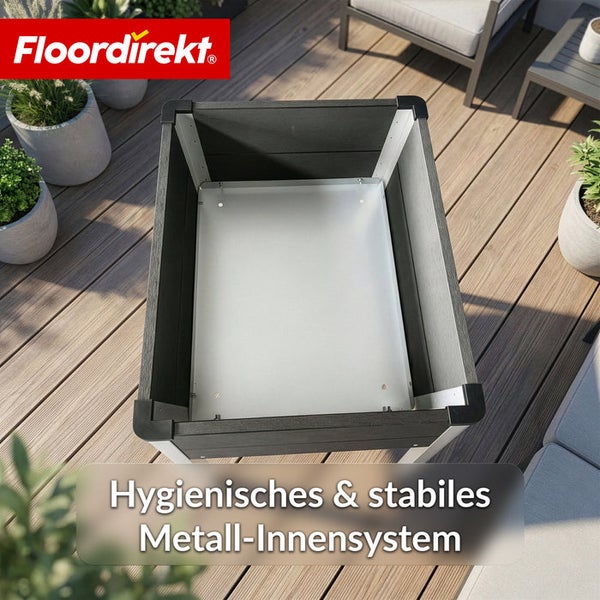 Hochbeet mit Metalleinsatz und Floor direkt Logo