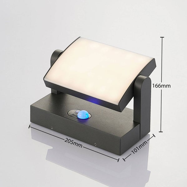 Lindby LED Solarleuchte außen Sherin mit Bewegungsmelder (spritzwassergeschützt (Modern) in Schwarz aus Aluminium (1 flammig, ) - Solar-Wandleuchten Wandlampe für Outdoor & Garten