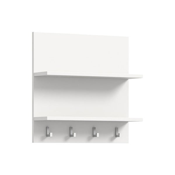 ProjektX Wandgarderobe 4 Haken 2 Regale weiß Hochglanz. 52 X 15 X 52 cm