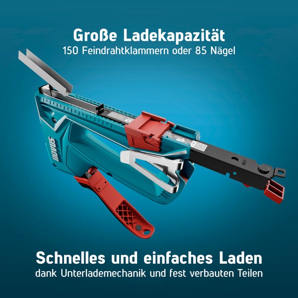 Novus Tools Handtacker J-50, Profi-Tacker aus Aluminium geeignet für Feindrahtklammern 6-14mm & Nägel 16mm 030-0449