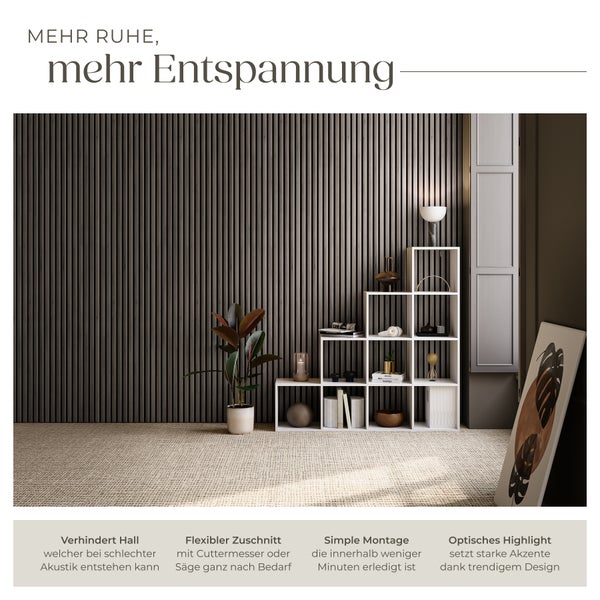 Akustikpaneele tectake Sonic Wall je 60 x 120 x 2,1 cm, Größe flexibel anpassbar Holzoptik in Eiche grau Eiche grau