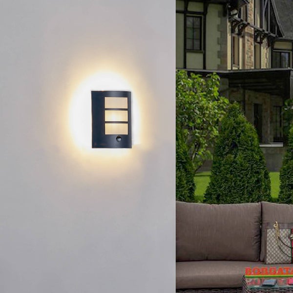 Lindby Wandleuchte außen Vimal mit Bewegungsmelder (spritzwassergeschützt (Modern) in Schwarz aus Aluminium (1 flammig, E27) - Wandlampe für Außenwand/Hauswand Haus Terrasse und Balkon
