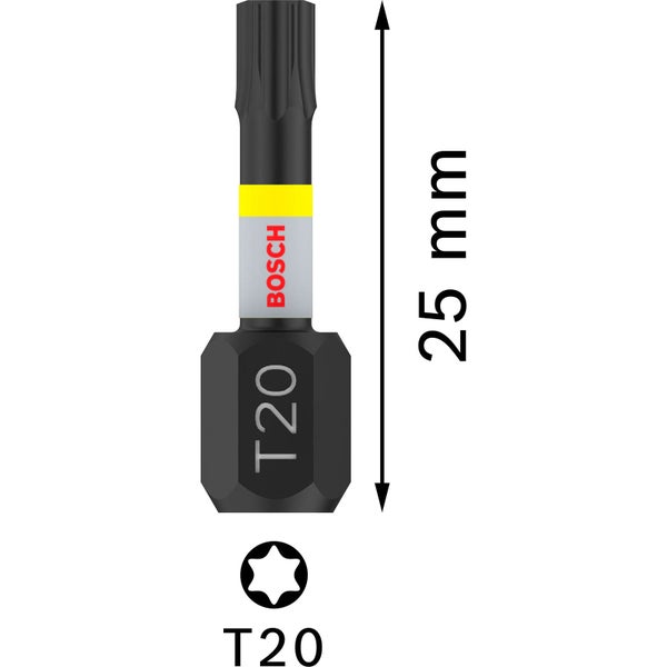 Bosch T20 Schrauberbit mit einer Länge von 25 mm