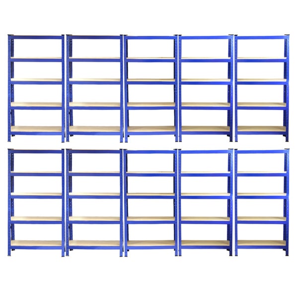 10 x Monster Racking T-Rax 75cm Lagerregal Blau mit Gratis Gummihammer
