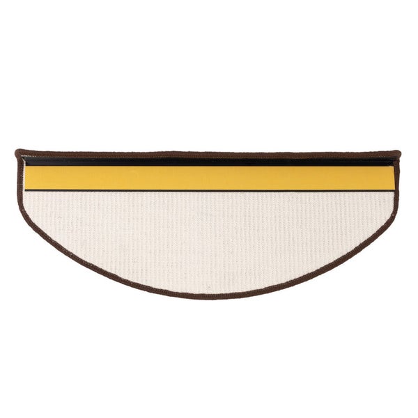 FLOORDIREKT Premium Sisal-Stufenmatte - Umkettelt & Selbstklebend - Halbrund - Dunkelbraun - 23,5 x 65 cm