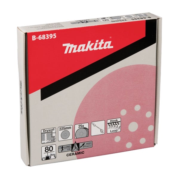 Makita 25x Schleifpapier Klett 225 mm K80 - B-68395