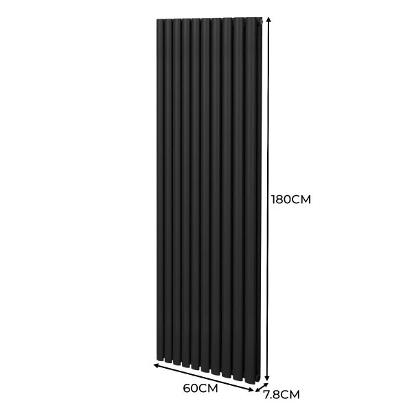 Oval Röhrenheizkörper & Chrom Thermostatventile – 1800mm x 600mm - Schwarz