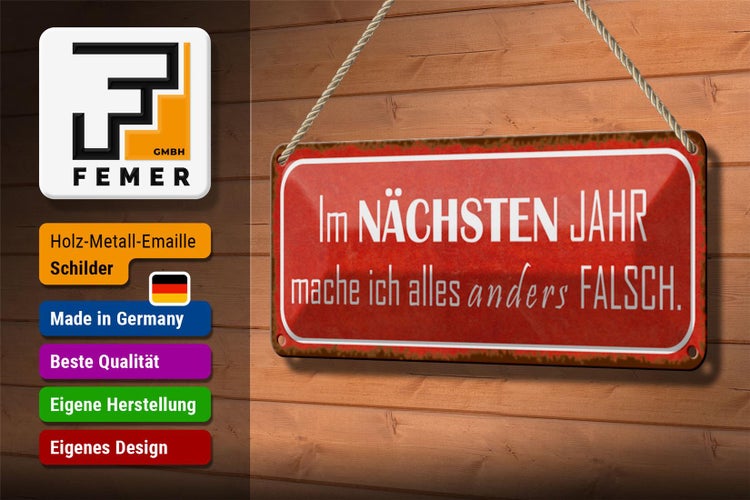 Blechschild Spruch 27x10cm im nächsten Jahr mache anders Dekoration