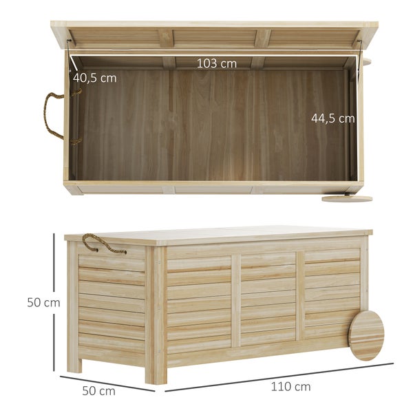 Gartentruhe mit den Maßen 110 x 50 x 50 cm, Innenmaße 103 x 40,5 x 44,5 cm