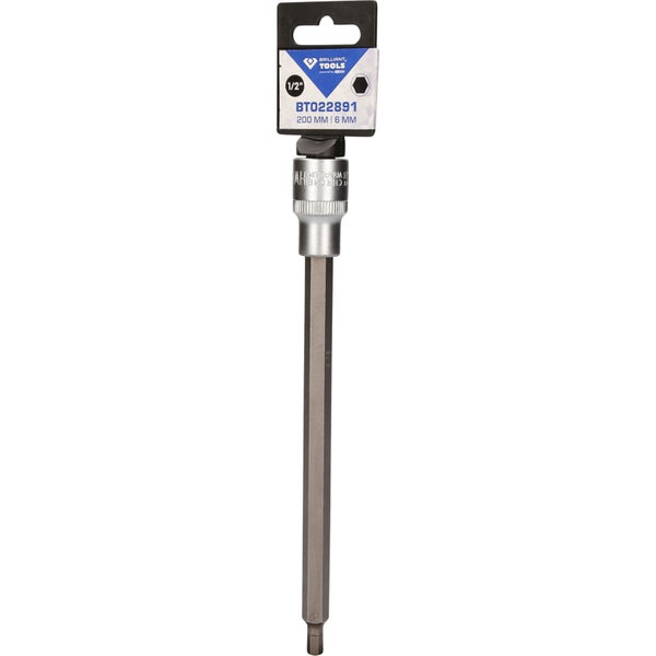 BRILLIANT TOOLS 1/2 Innensechskant Bit-Stecknuss 200 mm lang 6 mm - BT022891