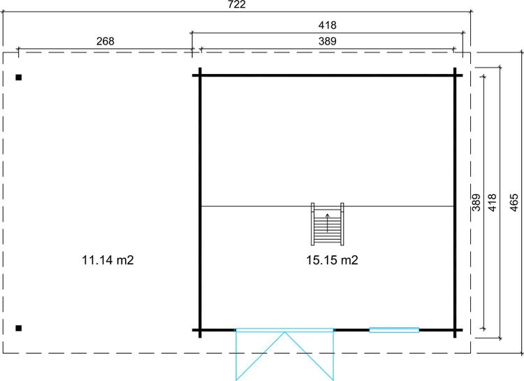 Alpholz Schwedenhaus 44 ISO mit Anbau Blockhaus aus Holz, Holzhaus mit 44 mm Wandstärke inklusive Schlafboden inklusive Schleppdach, Blockbohlenhaus mit Montagematerial, Naturbelassen 7x4,2m