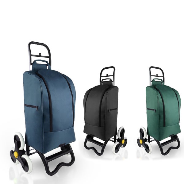 BigDean Einkaufstrolley mit Treppensteiger-Funktion, Kühlfach & 6 großen Rädern - 40L faltbar blau - Einkaufswagen Einkaufsroller Kühltasche Einkaufstasche Treppensteiger