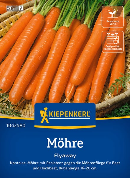 Saatgut Möhre Flyaway Nantaise Sorte resistent gegen Möhrenfliege geeignet für Beet und Hochbeet Kiepenkerl Logo