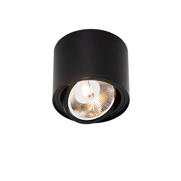 Schwarze zylindrische Deckenleuchte mit verstellbarem Lichtstrahl