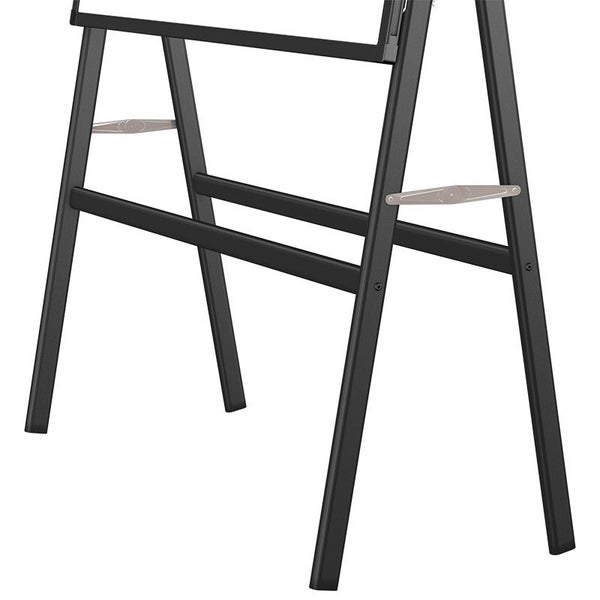 Detailansicht der Metallbeine und des Klappmechanismus eines Kundenstoppers.