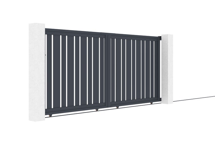 Schiebetor 3,5x1,6m VEYMONT + 2 EIFEL-Pfosten H.190cm Grau