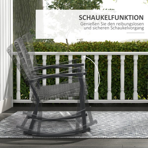 Outsunny Rattan Schaukelstuhl, für Balkon, Terrasse, 62 x 75 x 95 cm, Stahl, PE Rattan, Grau