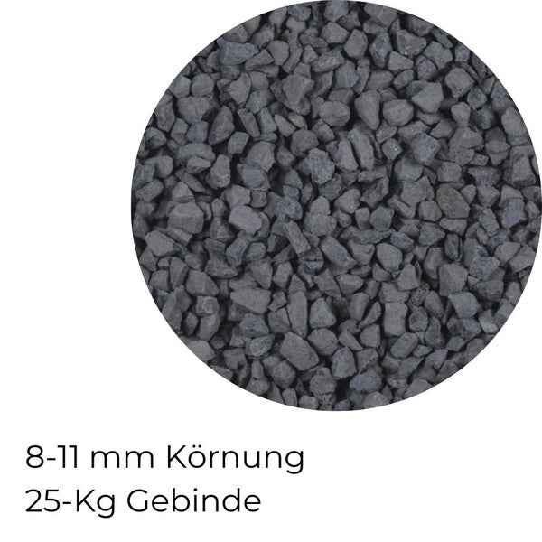 Kieselsteine Garten Zierkies Basalt 8-11 mm 25 kg Anthrazit Aquarium Kies Basaltsplitt Weg Steinteppich Zierstein Splitt