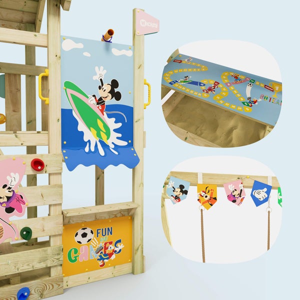 WICKEY Spielturm Disney Mickey Maus und Freunde Adventure mit Rutsche und Doppelschaukel
