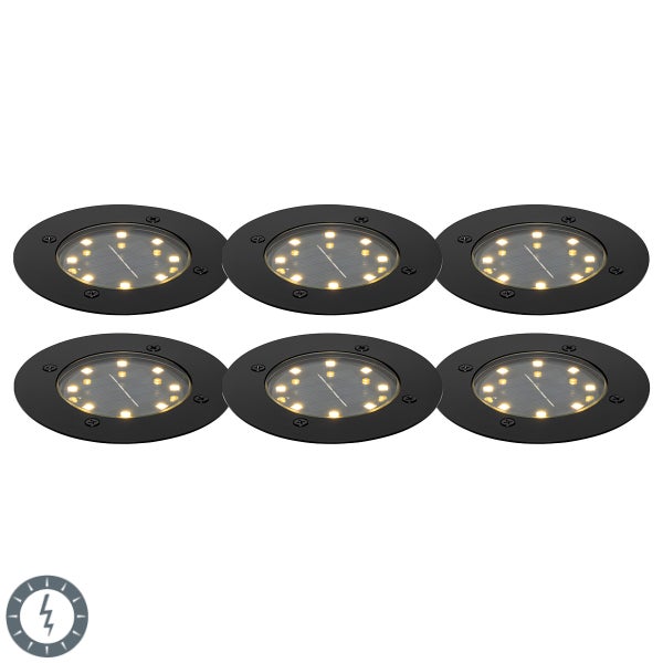 6er Set Bodenstrahler schwarz inkl. LED IP65 Solar - Terry