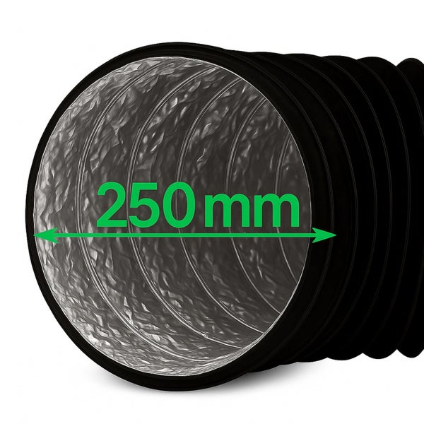 Combiflexrohr 250 mm – 1 Meter flexibler Abluftschlauch für Klimageräte, Growboxen & mehr – Robuste Aluminium-Innenbeschichtung, Feuerfest & Extra Stabil