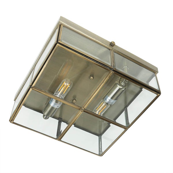 Rechteckige Deckenleuchte mit zwei Leuchtmitteln und Glaseinsätzen