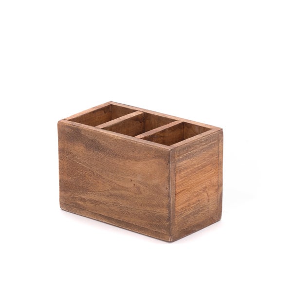 Stiftehalterbox Organize Mahagoni Holz, mit beschreibbarer Tafel naturfarben