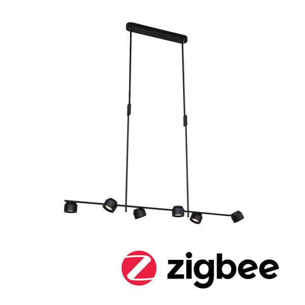 LED Pendelleuchte Smart Home Zigbee 3.0 Puric Pane Effect Effect 2700K 600lm / 300lm 6x6W / 3W Schwarz dimmbar