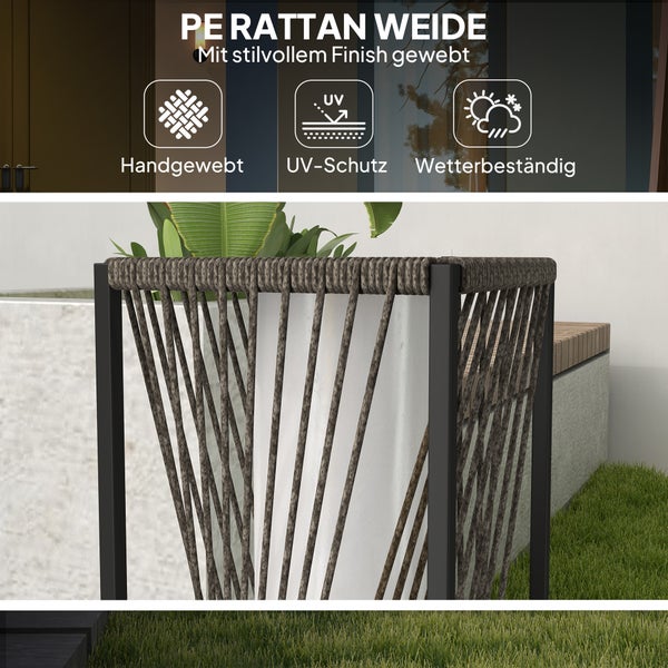 Outsunny Solar Stehlampe Rattan mit Lichtsensor 25 LEDs Solarlampen im Boho-Stil IP44 Wasserdichte Solarleuchte Solarlampe Outdoor Lampe Akku Solarlaterne für Garten Balkon Außen Rasen Hof