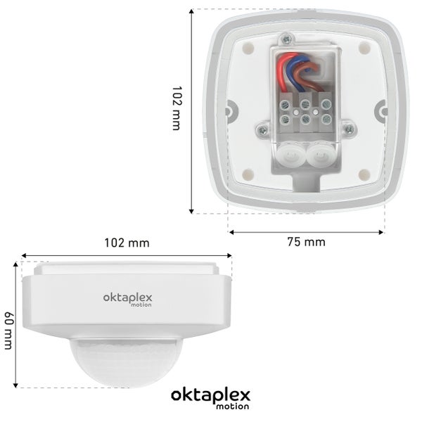 Oktaplex Tim Bewegungsmelder außen 360° inkl. Fernbedienung IP65 Deckenmontage weiß