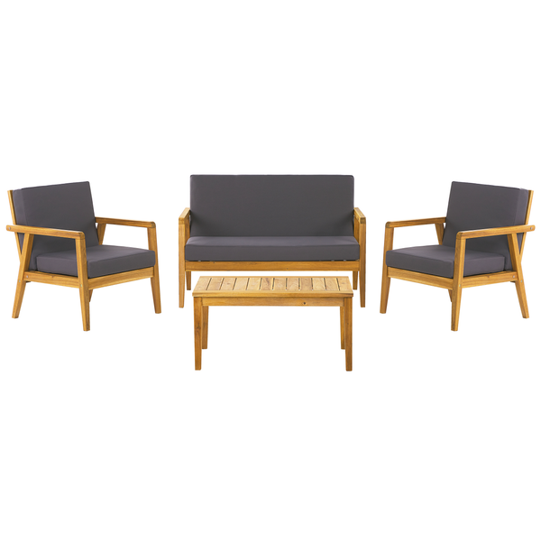 Lounge Set mit Tisch 4-Sitzer PALLANO Akazienholz Dunkelgrau