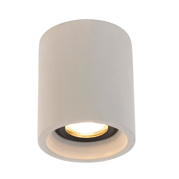 Zylindrische Deckenleuchte aus Beton mit integrierter Lichtquelle