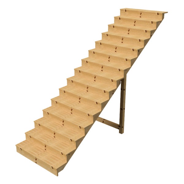 Holztreppe mit dreizehn Stufen