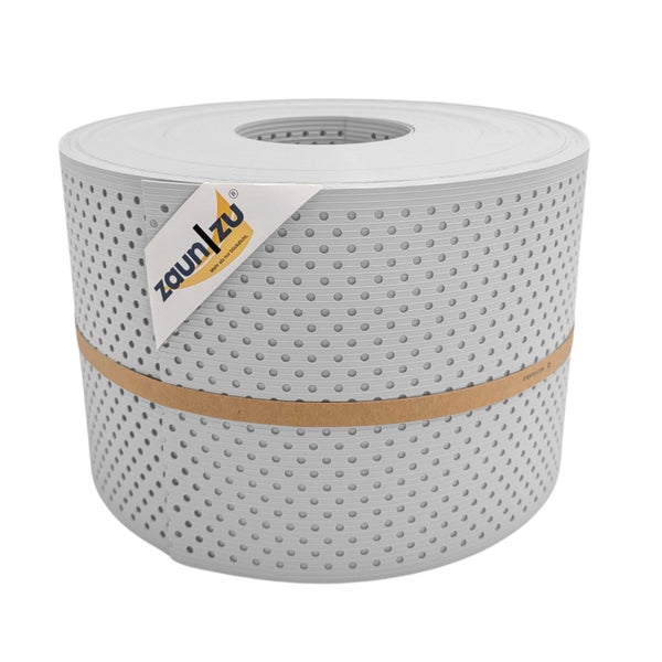 Zaunblende auf Rolle mit Perforation und Zaun|zu Logo