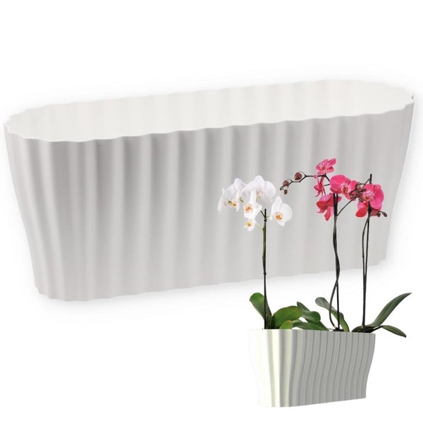 Orchideentopf Blumentopf Blumenkasten für Orchideen Übertopf mehrere Pflanzen Kunststoff weiß