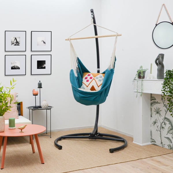 XL Hängesessel Relaxsessel 155x125cm bis 100kg in Petrolblau