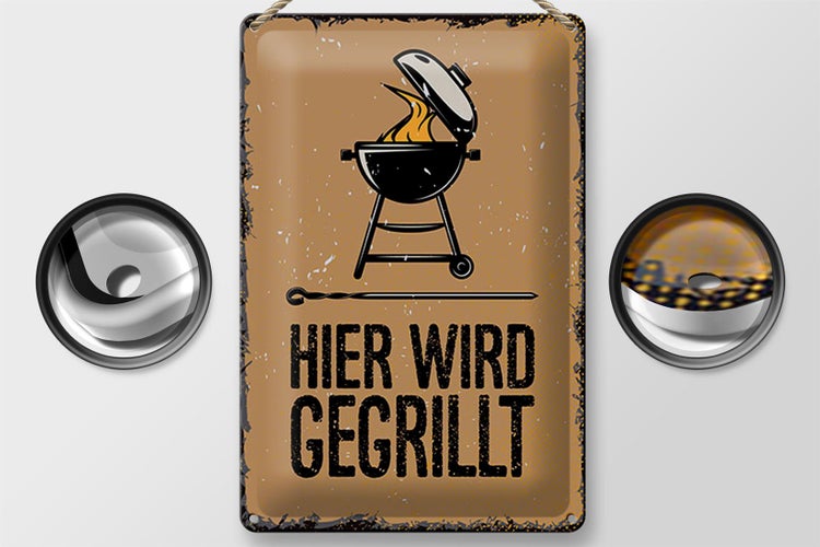 Blechschild Spruch 20x30cm Hier wird gegrillt Kugelgrill