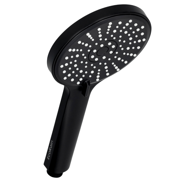 EcoRain Wasserspar Duschkopf Mark 12 CM mit Wasserfilter Schwarz - 50% wassersparender Handbrausekopf - Breite Handbrause - 5 Sprühstufen Regenbrause - Universal-Regenbrausekopf - Anti-Kalk-Duschkopf