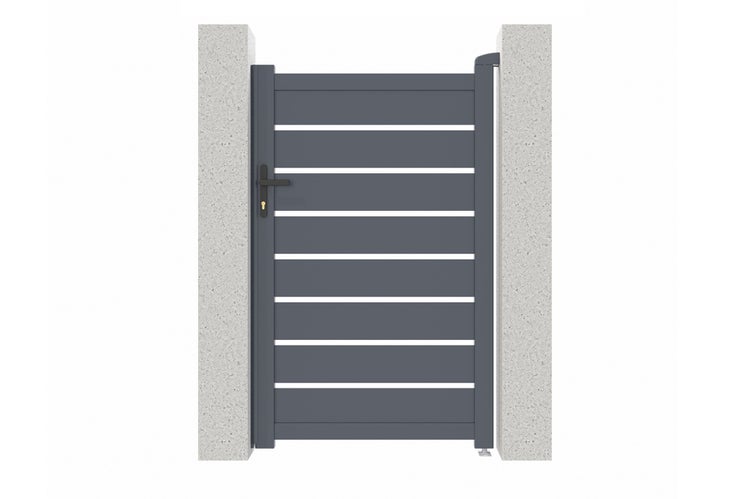 Schiebetor 3m VOGEL H.160cm + Gartentür 1m VOGEL H.160cm aluminium grau