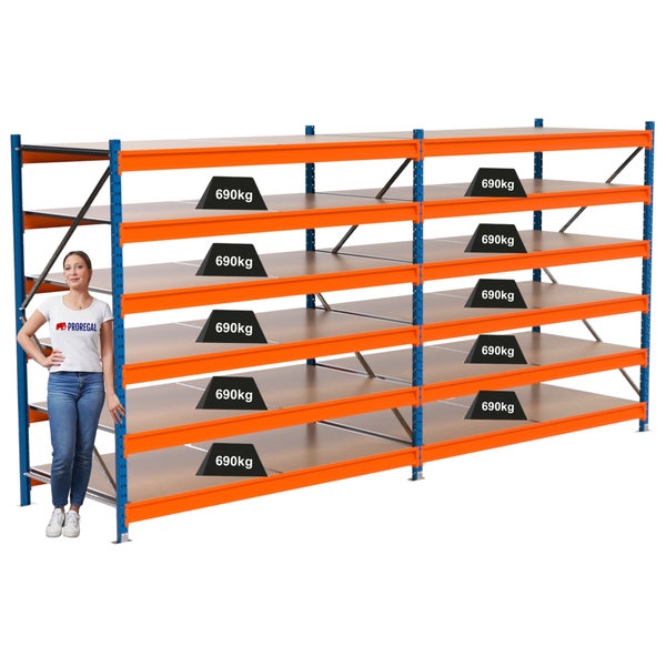 Regalsystem mit mehreren Ebenen und einer Traglast von 690 kg pro Ebene