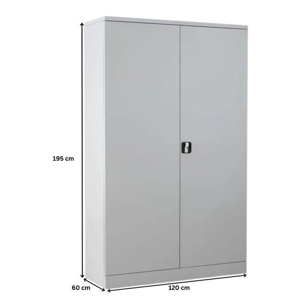 PROREGAL Stahlschrank Bee 8 Fachböden HxBxT 195 x 120 x 60 cm Verzinktes & Verstärktes Fachbodenmaterial Grau & Grau