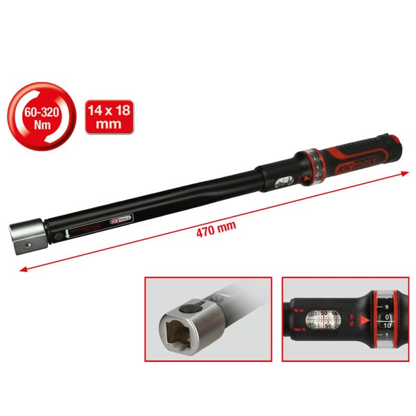 KS TOOLS 14 x 18 mm ERGOTORQUEprecision Einsteck-Drehmomentschlüssel 60 - 320 Nm - 516.1672