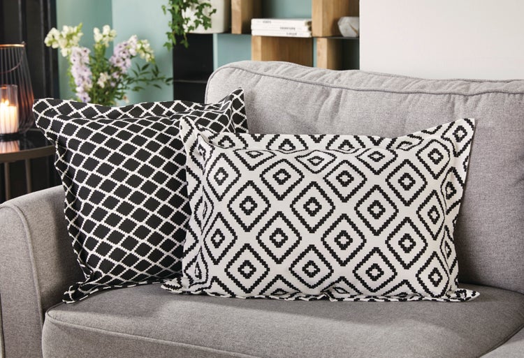 FRANK FLECHTWAREN | Kissenhülle White & Black, BAUMWOLLE, POLYESTER, 40 x 60 cm