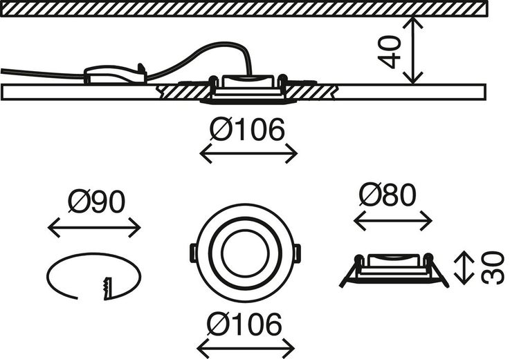 3er Set LED Einbauleuchte, Ø 10,6 cm, 4,8 W, Weiß, Briloner Leuchten