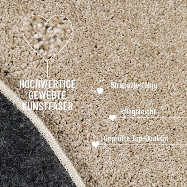 Detailaufnahme eines Teppichs aus hochwertiger gewebter Kunstfaser, strapazierfähig, pflegeleicht und geprüfte Top-Qualität.