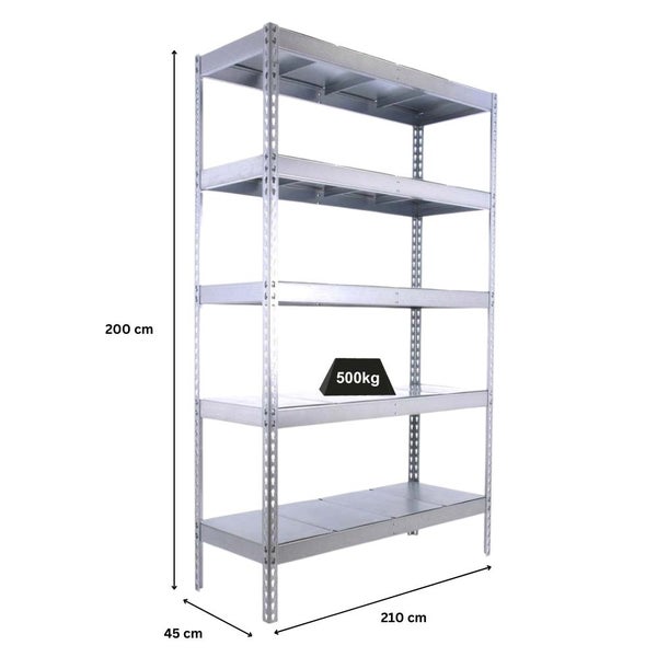PROREGAL Schwerlastregal Metal Beast Five HxBxT 200 x 210 x 45 cm Fachlast 500 kg Verzinkt